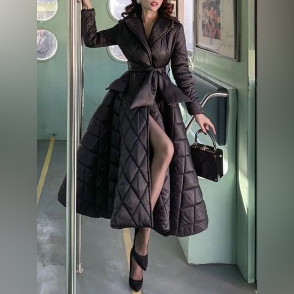 Black long Quilted Jacket